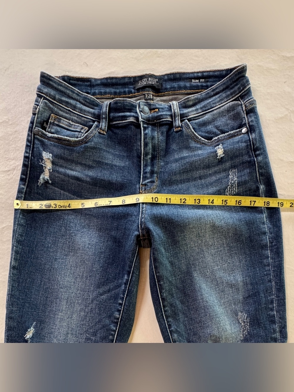 Judy Blue Destroyed Cuffed Mid-Rise Slim Fit Jeans Cuffed or Uncuffed (7/28) - Picture 8 of 15